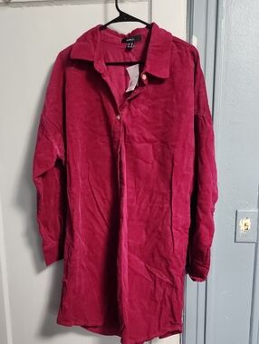 Forever 21 Fuschia Purple Corduroy Button Up Dress
